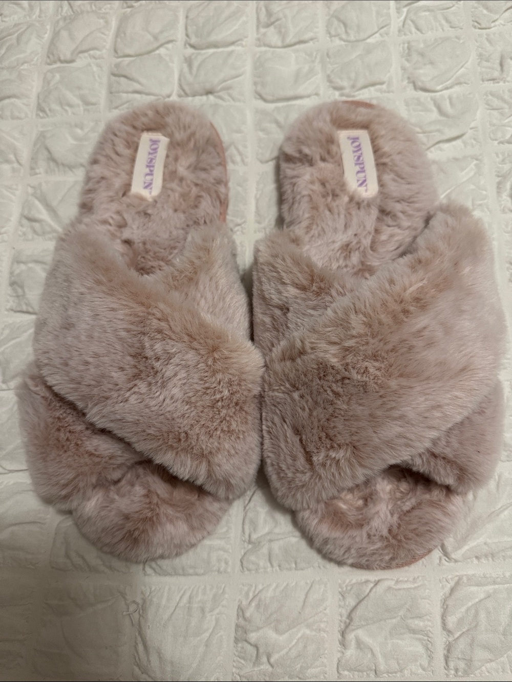 Plush Crisscross Slide Slippers in Dusty Pink